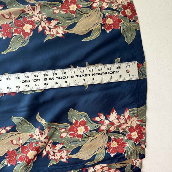 Vintage Iolani Hawaiian Womens Maxi Dress Medium Blue Floral Earth Tone Rayon - Picture 6 of 9
